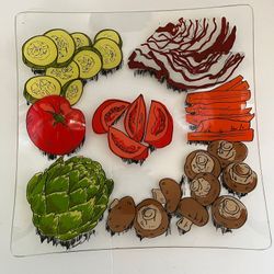 Vintage Dorthy Thorne Elaine Hand Painted Glass Serving Dish