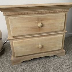 Wood Two Drawer Nightstand 