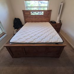 Bed, End Table, And Mattesses