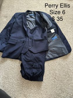Perry Ellis Boys 3-Piece Suit – Size 6 – Navy Blue – $35