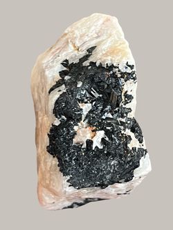Black Tourmaline And Quartz Specimen. Crystals Gemstones Rocks Minerals