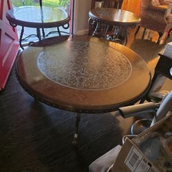 Metal Coffee And 2 Side Tables 