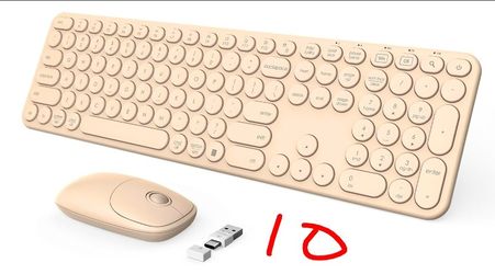 Cream keyboard and mouse combo