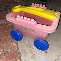 Large mega block red wagon toy kids