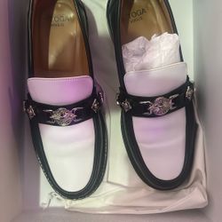 TOGA VIRILIS BLACK & WHITE HARD LEATHER LOAFERS 