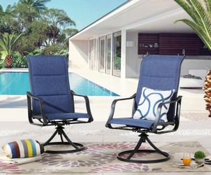 Outdoor Blue Swivel Patio Chairs – $100/set