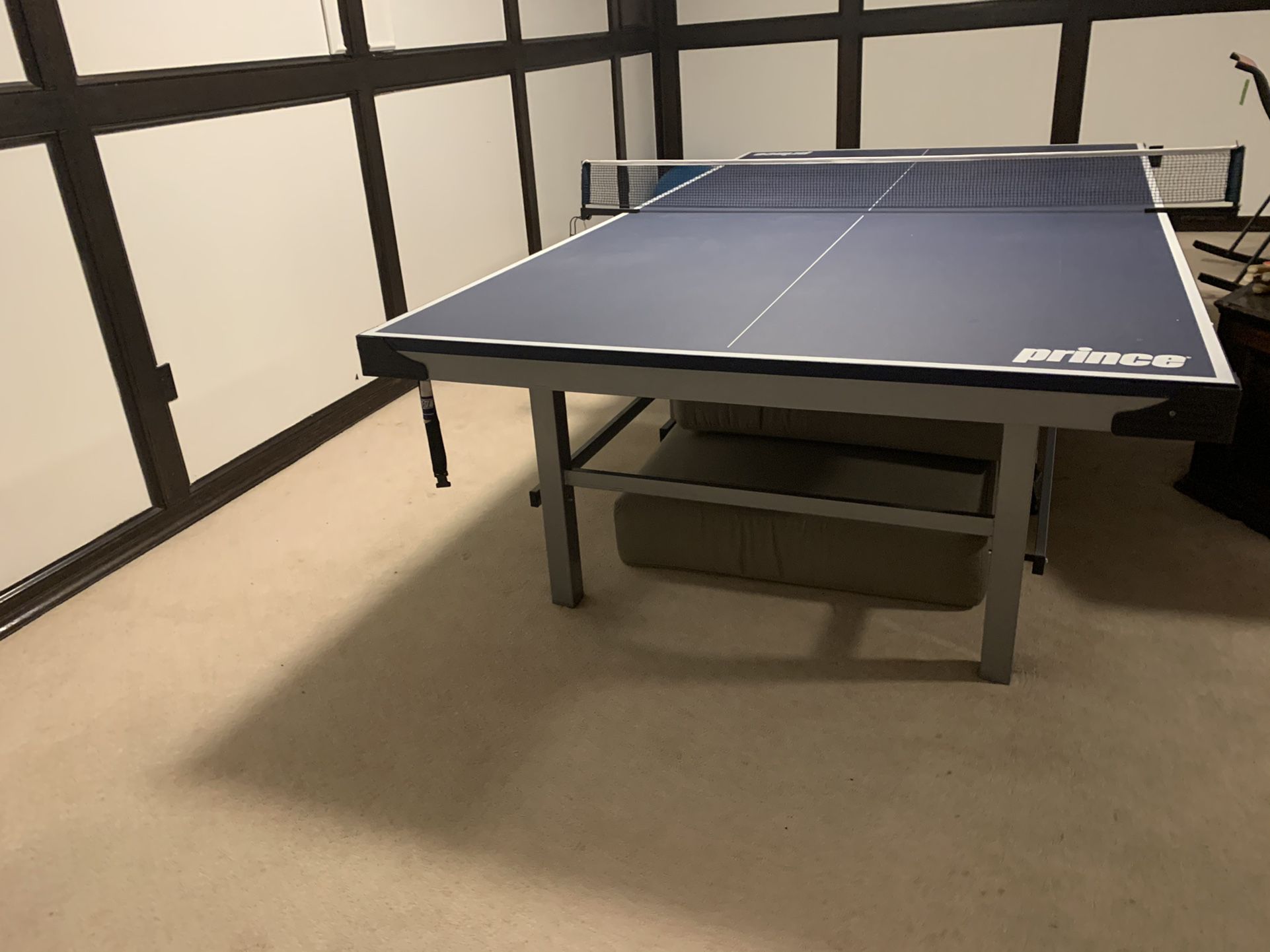 Prince Challenger Table Tennis Table w/ BONUS Accessory Rack- Blue