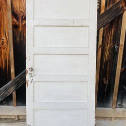 (As-Is / Unrestored) Antique White 5-Panel Craftsman/ Bungalow Solid Wood Interior Door