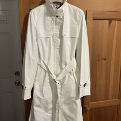Burberry Trench Coat White Nova Check  Women's 10 Authentic