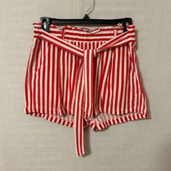Striped Red and White Women's Shorts