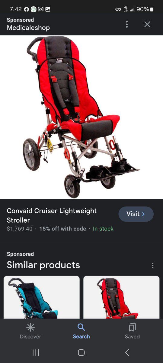 Convaid Cruiser Stroller Holds Up To 250lb
