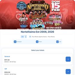 2 Tickets Nortenisimo 2026 02/15/26