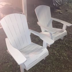 (2) Adirondak Chairs - White Patio Chairs 