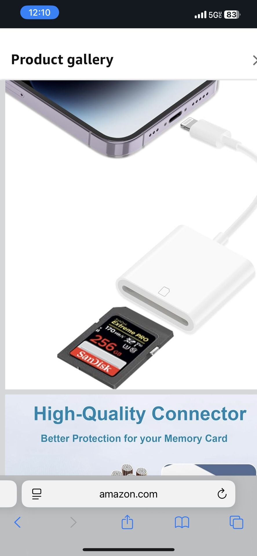 [MFi Certified] Lightning to SD Card Reader for iPhone,Lightning Camera Adapter Trail Camera Viewer SD Card Camera Memory Card Adapter Compatible with