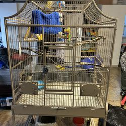 Extra Large Size Bird Cage Portable With Tires Under Including With Birds For Sale 
