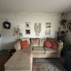 Beige Couch turns into bed