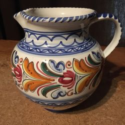 De la cal barriera puente Spanish art pottery pitcher #24 6.5" hand painted