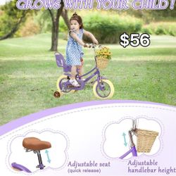✌️ XJD Girls Bike for Kids 12-16 Inch Toddler Bike | with Training Wheels | & Basket | Bell,