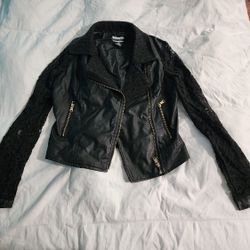 Contempo Black Leather and Lace Jacket 
