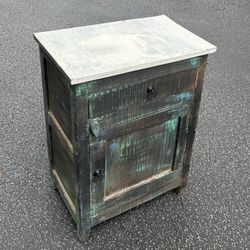 Reclaimed Wood Side Accent Table Nightstand Cabinet
