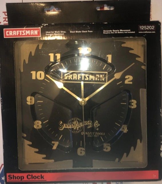 Vintage Sears Craftsman Steel Circular Saw Blade Shop Clock, Item 25202 Boxed