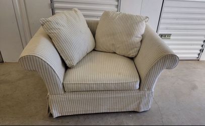 Large off-white Striped “Bauhaus” Upholstered Chair