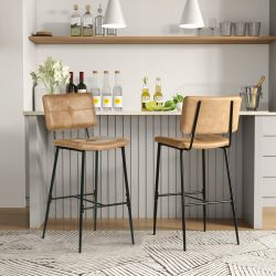 Homy Casa IDP-HB001 Cognac Brown Bar Stools Tall Bar Seating Set of 2