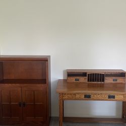 ☎️Two Piece Restoration Hardware Matching Desk with Hutch and Cabinet📌