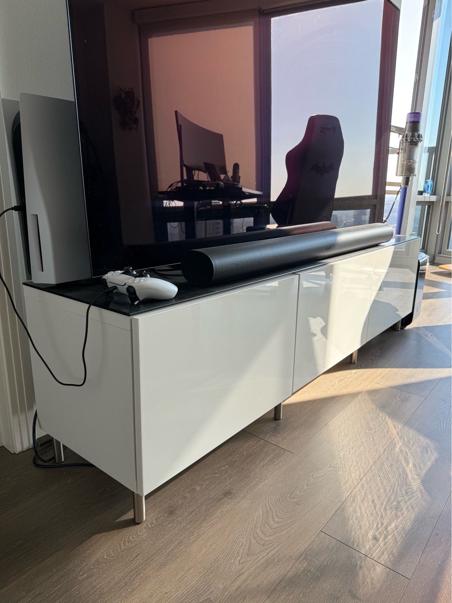 Tv Stand with black glass top