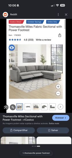 Thomasville Miles Fabric Sectional with Power Footrest