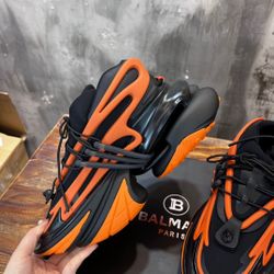 Balmain Leather Low Trainers Men’s Orange (New)