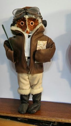 Vintage handmade aviator owl doll