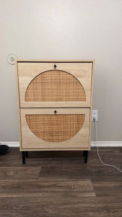 Boho Mid Century Modern Entryway Storage Cabinet