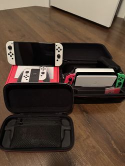 Oled Switch Extra Joy Cons Two Cases All Original
