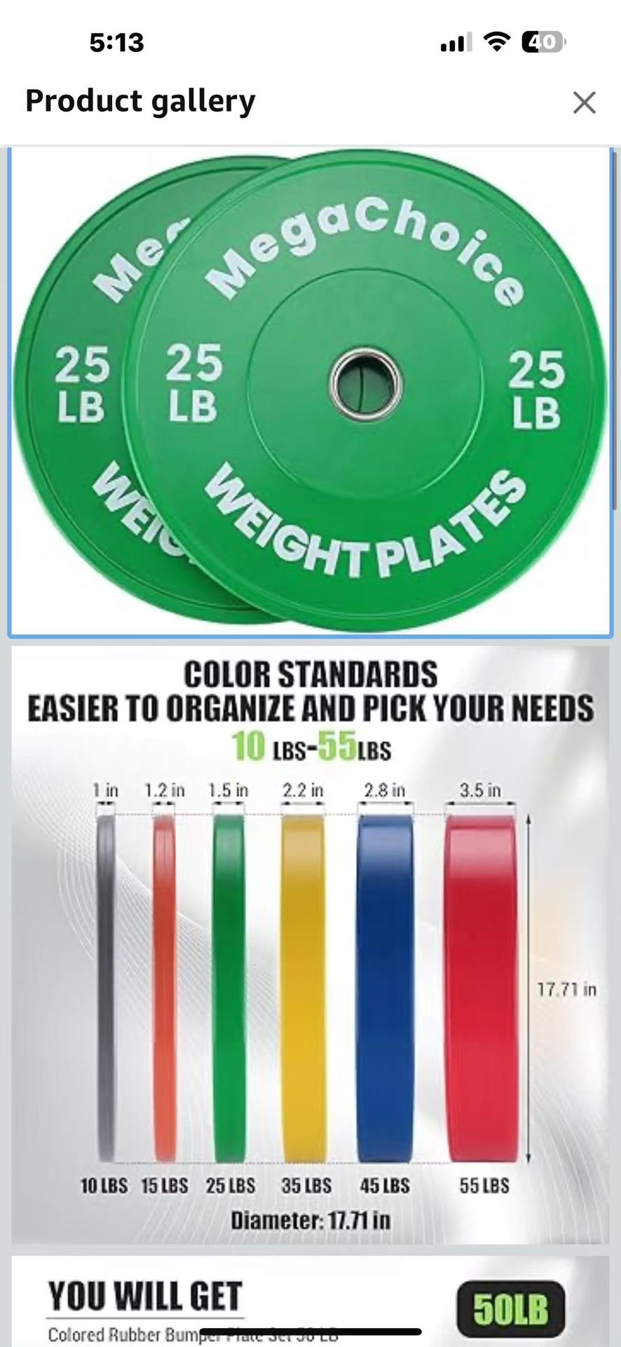 Color Bumper Plates,Bumper Weight Plate Set 2 x25lb. 2 x 10 lb. $ 70