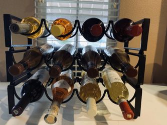 Black Rod iron Three stack wine rack ( wine bottles not included)