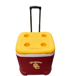 USC Trojans Cooler Ice Chest With Wheels Rolling 