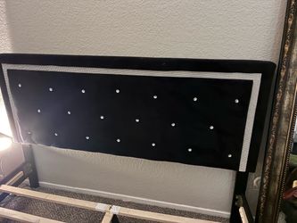 Black Queen Headboard with Crystal Studs