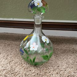 Royal Danube hand-painted floral crystal decanter