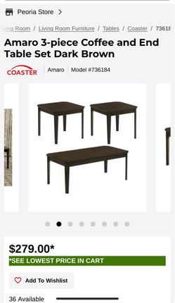 GRAY COFFEE TABLE AND 2 SIDE TABLES