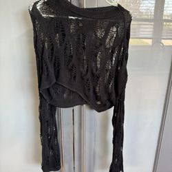 Edikted Black Sheer Cropped Sweater Women’s Small