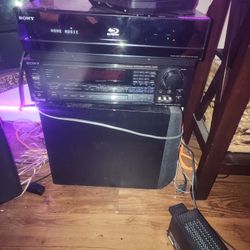 Sony Blueray, Sony Receiver, Huge Kenwood Sub Woofer And Sony S-air Audio/video Surround Amplifier