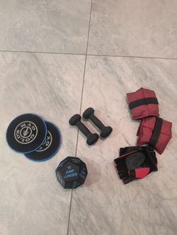 Bunch of exercise equipment