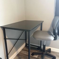 Black Desk & Office Chair