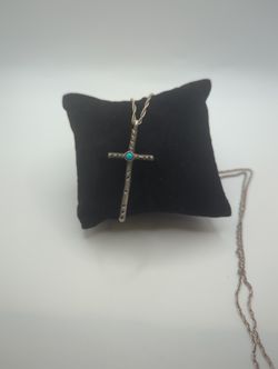 Beautiful vintage Sterling Silver Native American Turquoise Cross.