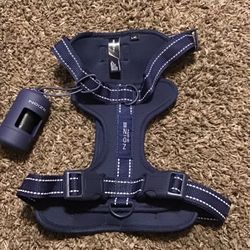 L/XL Dark Blue Dog Harness And Poop Bag Holder