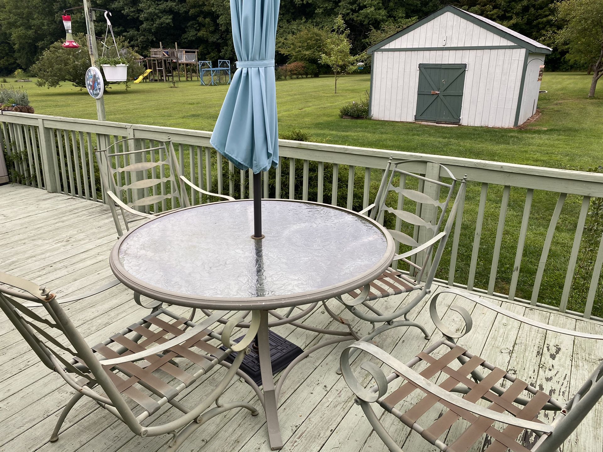 Deck Table and chairs with Umbrella