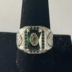 Emerald And Silver Men’s Ring