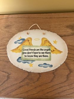 Good Friends Are Like Angels - Stenciled On Slate Wall Plaque 