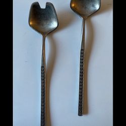 MID CENTURY NORWAY ELK TINN PEWTER SERVING SET Spoons